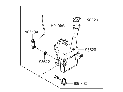 Hyundai 98610-E6000 Reservoir & Pump Assembly-Washer