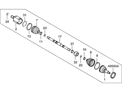 2014 Hyundai Santa Fe Axle Shaft - 49500-2W400