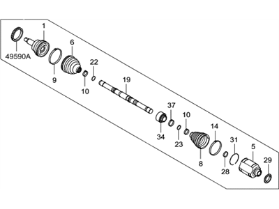 2013 Hyundai Santa Fe Axle Shaft - 49501-2W450