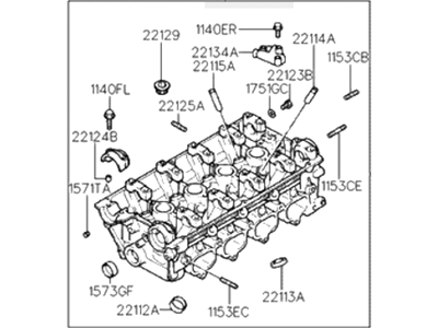 1993 Hyundai Elantra Cylinder Head - 22100-33010