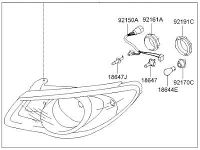 Hyundai 92101-2H051 Driver Side Headlight Assembly Composite