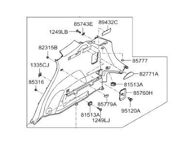 Hyundai 85740-4Z300-NBC Trim Assembly-Luggage Side RH