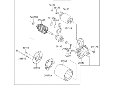 2013 Hyundai Veloster Starter Motor - 36100-2B102