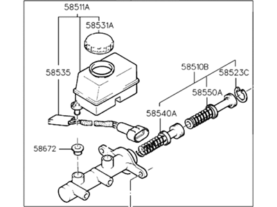 1991 Hyundai Excel Brake Master Cylinder Reservoir - 58510-24001