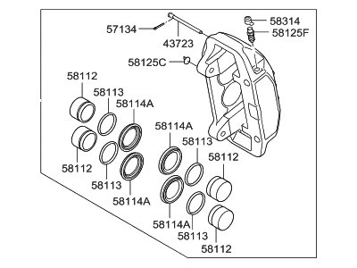 Hyundai 58180-B1A30 CALIPER Kit-Front Brake,LH