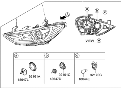 Hyundai 92101-F3000 Headlamp Assembly, Left