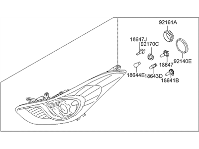 Hyundai 92102-3Y000 Passenger Side Headlight Assembly Composite