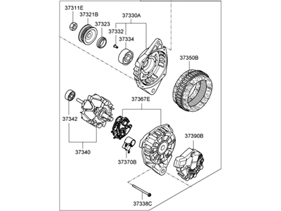 2007 Hyundai Elantra Alternator - 37300-23650-RM