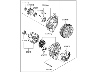 2010 Hyundai Elantra Alternator - 37300-23650-RM