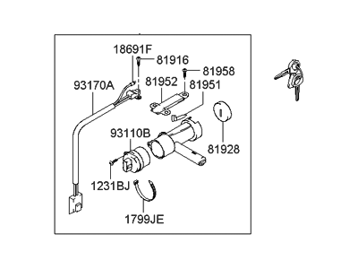 Hyundai Ignition Lock Cylinder - 81900-38A30