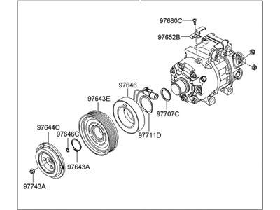 2007 Hyundai Elantra A/C Compressor - 97701-2H100