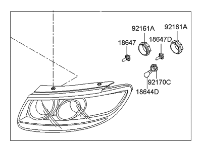 Hyundai 92101-0W100 Driver Side Headlight Assembly Composite