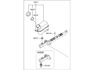 2007 Hyundai Tucson Brake Master Cylinder Reservoir - 58510-2E510