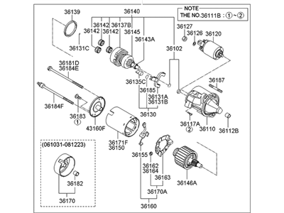 2008 Hyundai Tucson Starter Motor - 36100-37230