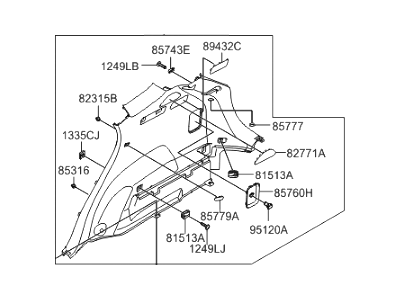 Hyundai 85740-4Z000-NBC Trim Assembly-Luggage Side RH