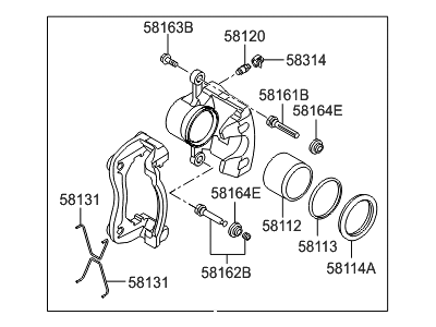 Hyundai 58180-A5A00 CALIPER Kit-Front Brake,LH