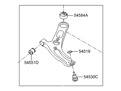 Hyundai 54501-3X000 Arm Complete-Front Lower,RH