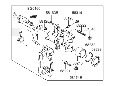 Hyundai 58311-2VA35 Caliper Kit-Rear Brake,RH