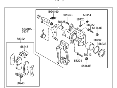 2014 Hyundai Veloster Brake Caliper Bracket - 58400-2V300