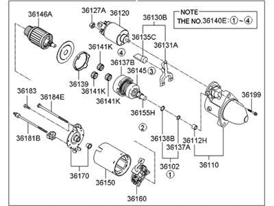 2012 Hyundai Santa Fe Starter Motor - 36100-3C181