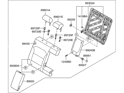 Hyundai 89400-F2410-XFJ Back Assembly-Rear Seat RH