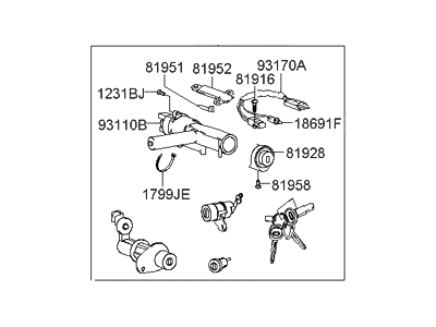 Hyundai XG350 Door Lock Cylinder - 81905-39520