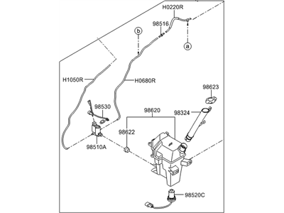 Hyundai 98610-2V600 Reservoir & Pump Assembly-Washer