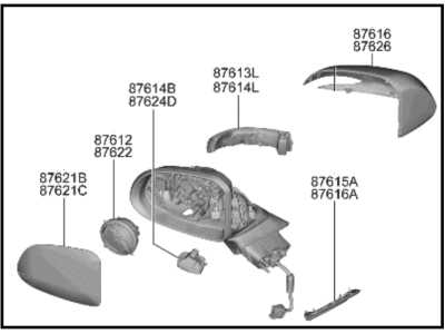 Hyundai Santa Fe Hybrid Car Mirror - 87610-CL091