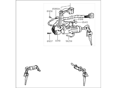 Hyundai 81905-22220 Lock Key & Cylinder Set