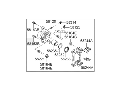 Hyundai 58311-3JA00 Caliper Kit-Rear Brake,RH