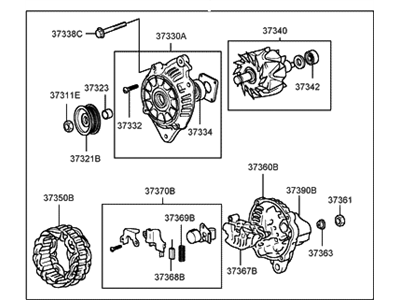 2002 Hyundai Sonata Alternator - 37300-38310-RM