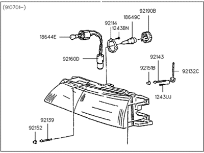 1992 Hyundai Excel Headlight - 92101-24350