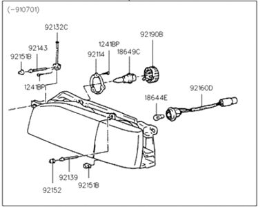 1993 Hyundai Excel Headlight - 92102-24350