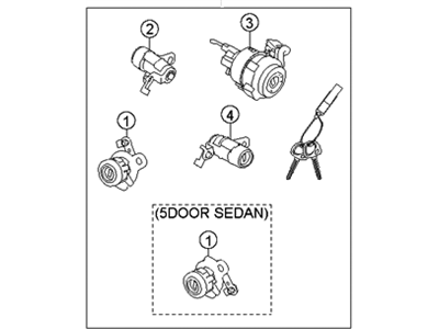 Hyundai 81905-1R040 Lock Key & Cylinder Set