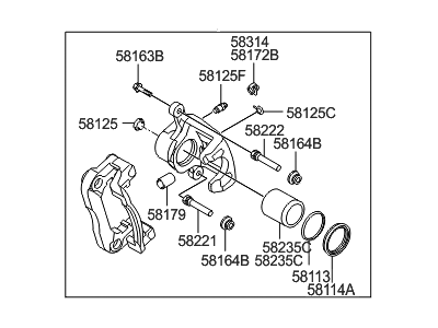 Hyundai 58310-3MA30 Caliper Kit-Rear Brake,LH