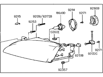 Hyundai 92102-29050 Passenger Side Headlight Assembly Composite