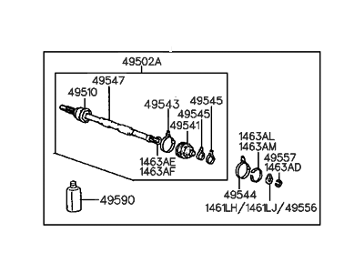 1994 Hyundai Sonata Axle Shaft - 49508-34B20