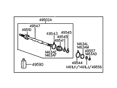 Hyundai 49607-34A20 Joint & Shaft Kit-Front Axle W