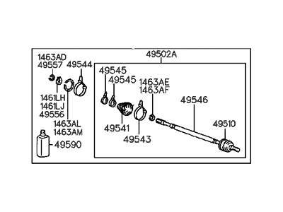 1997 Hyundai Sonata Axle Shaft - 49507-34A00