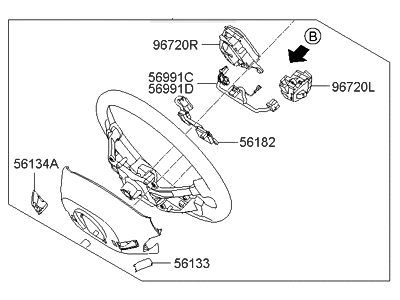 Hyundai 56100-3N210-W2V Steering Wheel Assembly