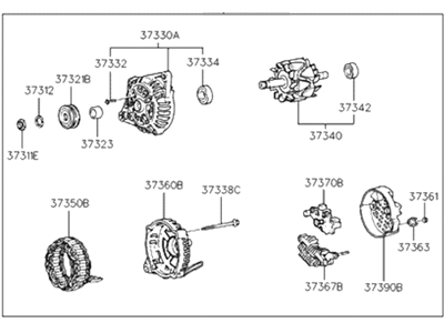 1999 Hyundai Elantra Alternator - 37300-22200