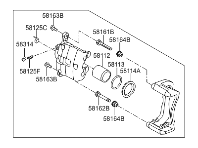 Hyundai 58180-D3A00 CALIPER Kit-Front Brake,LH