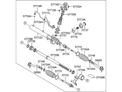 2008 Hyundai Tucson Rack And Pinion - 57700-1F010