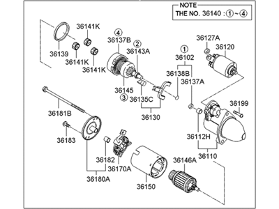 2008 Hyundai Genesis Starter Motor - 36100-3C211