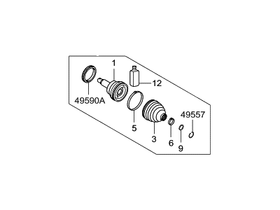 Hyundai 49580-C5050 Joint & Boot Kit-Front Axle Wheel