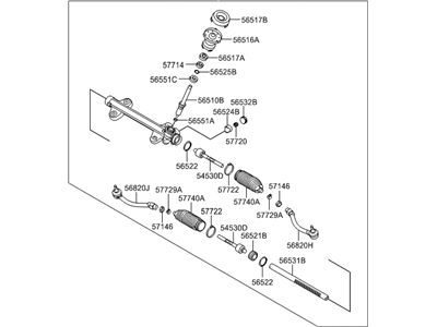 2011 Hyundai Elantra Rack And Pinion - 56500-3X001