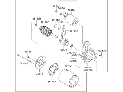 2014 Hyundai Veloster Starter Motor - 36100-2B500