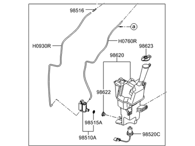 Hyundai 98610-A5010 Reservoir & Pump Assembly-Washer