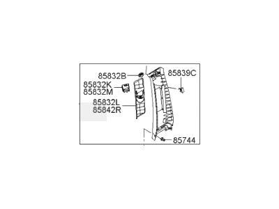 Hyundai 85840-3L201-J9 Trim Assembly-Center Pillar Upper RH