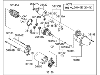 Hyundai Santa Fe Starter Motor - 36100-3C180